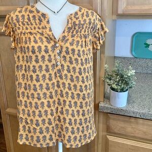 Knox Rose Mustard Floral Button Blouse